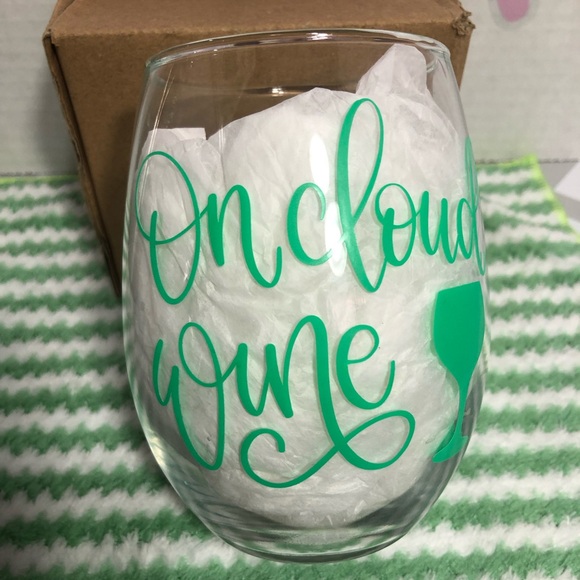 3-New-WINE GLASS***ON CLOUD WINE *** * Handmade - Picture 4 of 5
